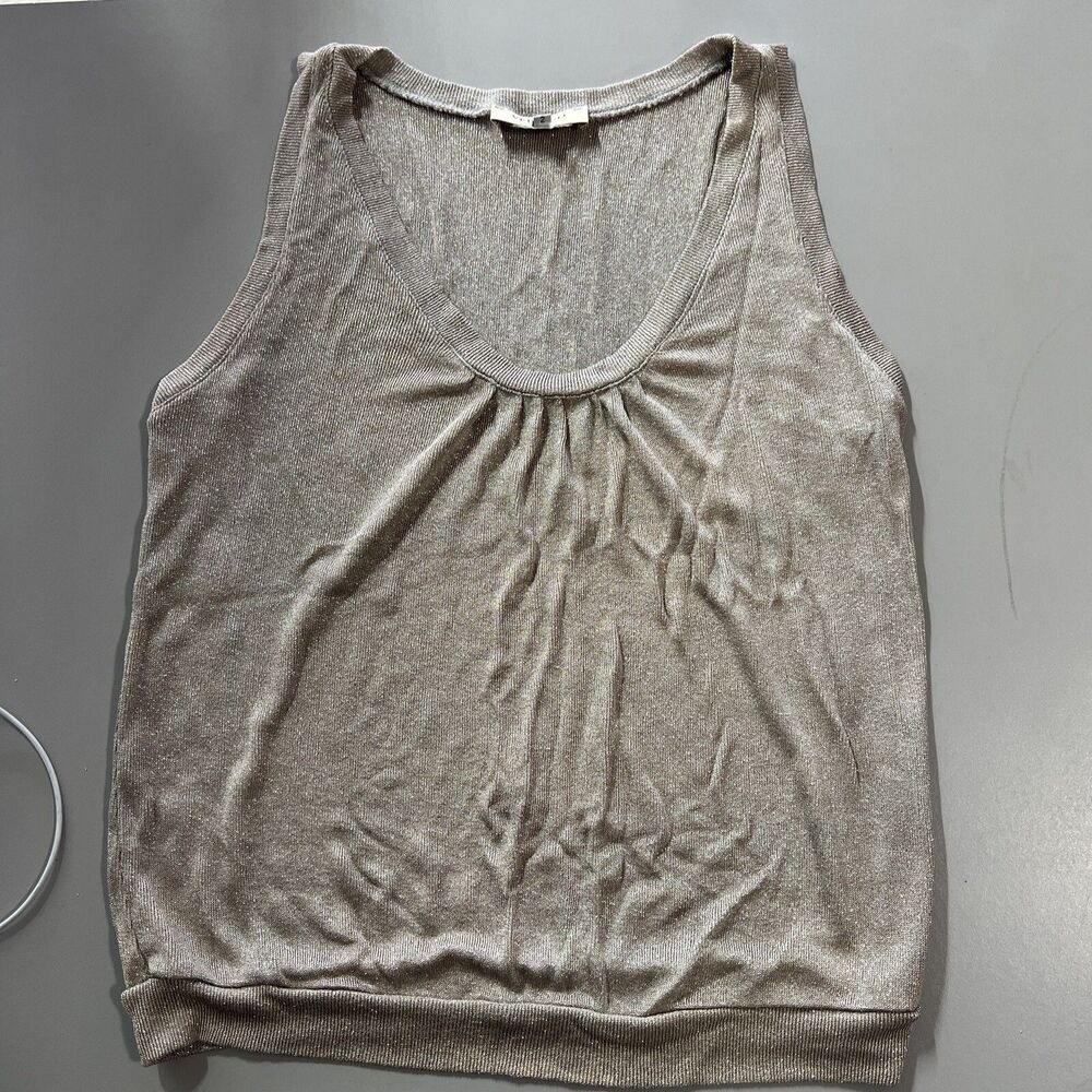 Vertigo Paris Top Women Size 2  Vintage Metallic Sleeveless KNIT